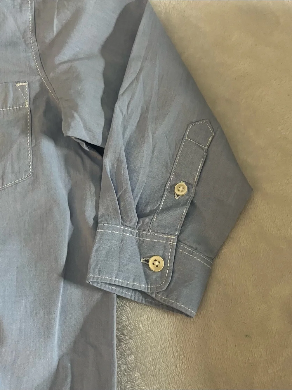 Carter's Light Blue Button-Front‎ Baby Oxford Onesie Bodysuit Shirt Sz 24M